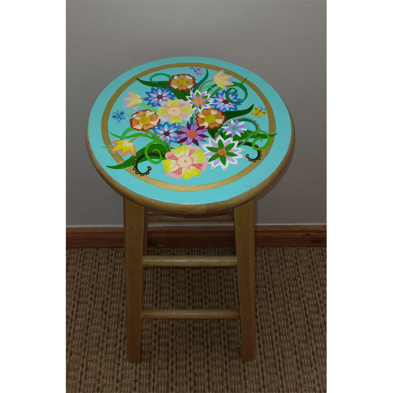 Floral Art design to high stool